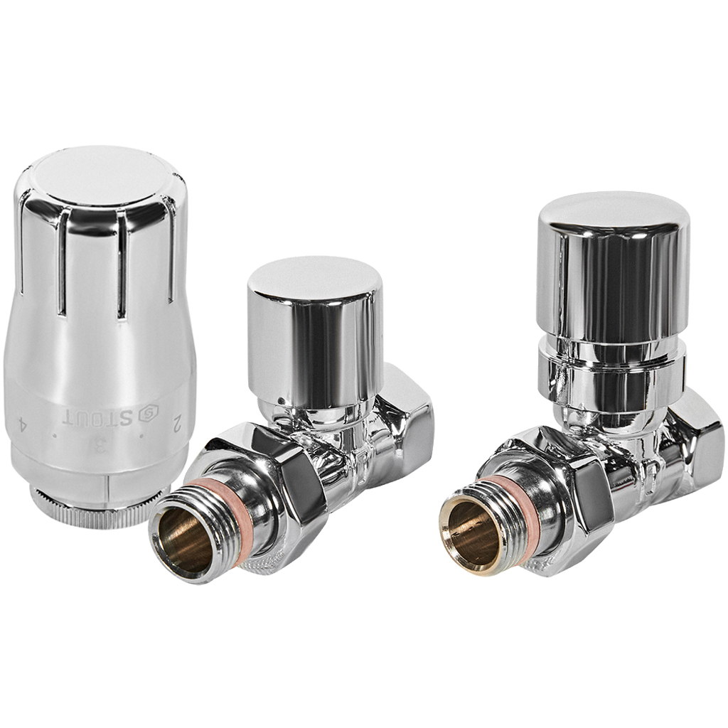 Комплект клапанов термостатических STOUT Design хром, прямой 1/2, SVTDK-0001-000015C