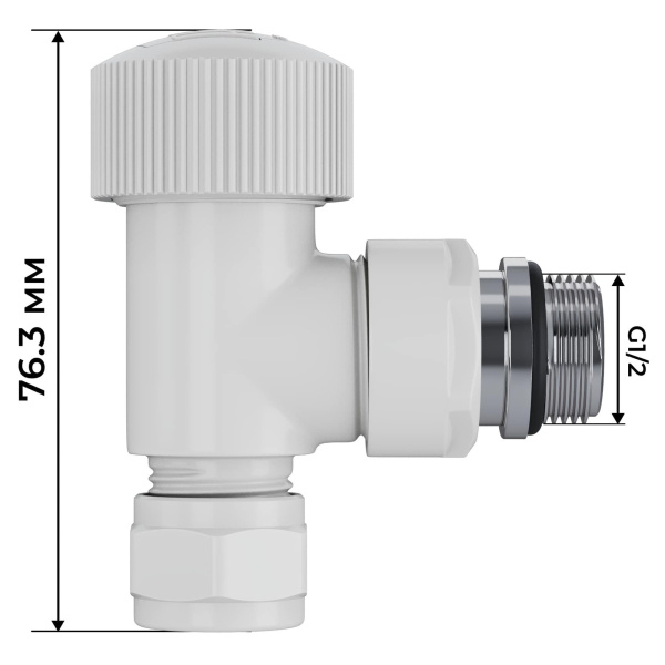 Набор термостатический угловой Royal Thermo Design Pro 15мм М30х1,5 (Белый)