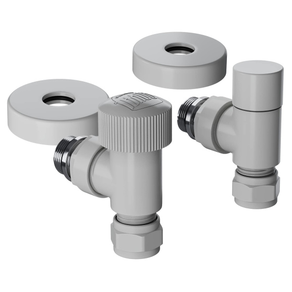 Набор термостатический угловой Royal Thermo Design Pro 15мм М30х1,5 (Белый)