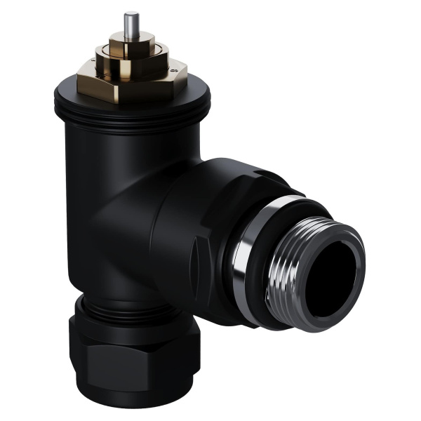 Набор термостатический угловой Royal Thermo Design Pro 15мм М30х1,5 (Черный)