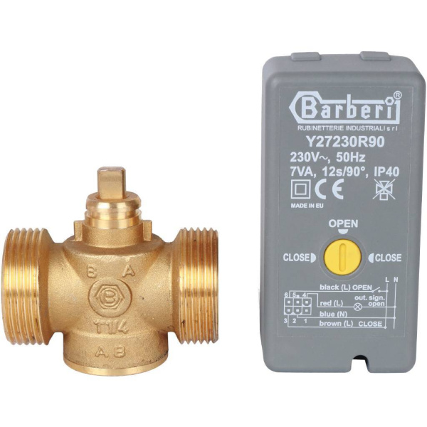 STOUT Компактный 2-Ходовой зональный клапан, сервопривод 230V, с кабелем 1м., НР 1 1/4
