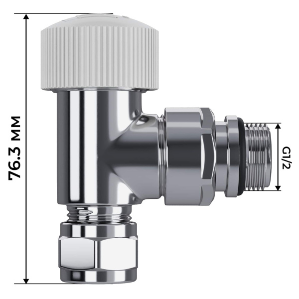 Набор термостатический угловой Royal Thermo Design Pro 15мм М30х1,5 (Хром)