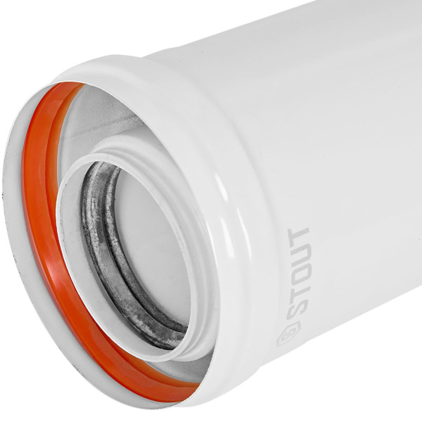 STOUT SCR-8610-002000 STOUT Удлинитель дымохода конденсац. коакс. D60(п-м)/100(п-м), L2000, SCR-8610-002000