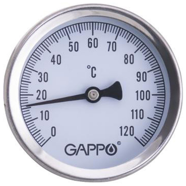 Термометр Gappo биметаллический накладной с пружиной 1"-2" x 0-120C