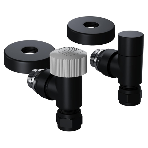 Набор термостатический угловой Royal Thermo Design Pro 15мм М30х1,5 (Черный)