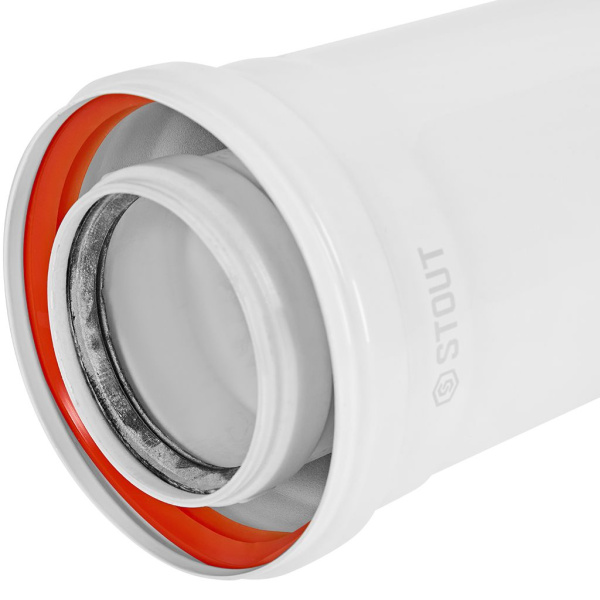 STOUT SCR-8012-001000 STOUT Удлинитель дымохода конденсац. коакс. D80(п-м)/125(п-м), L1000, SCR-8012-001000