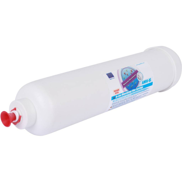 AquaFilter Линейный минерализатор для обратного осмоса (быстроразъёмное соединение John Guest, обогащение микроэлементами: кальций, магний, калий, натрий) AIMRO-QC