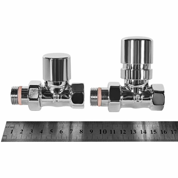 Комплект клапанов термостатических STOUT Design хром, прямой 1/2, SVTDK-0001-000015C