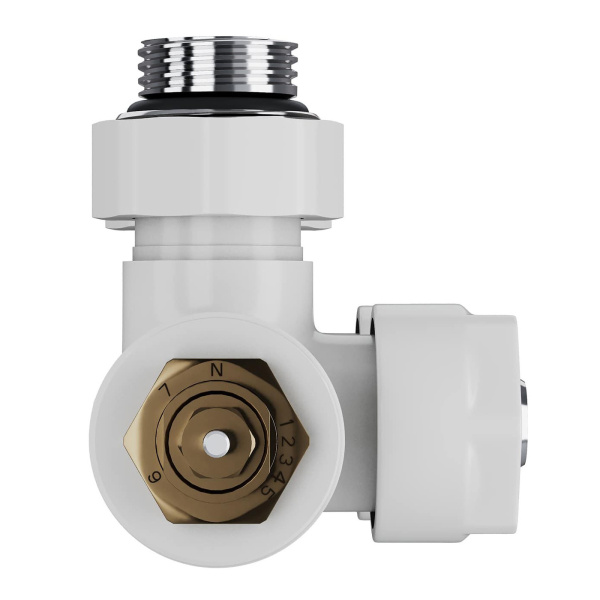 Узел нижнего подключения термостатический угловой Royal Thermo Design Pro 15мм М30х1,5 (Белый)