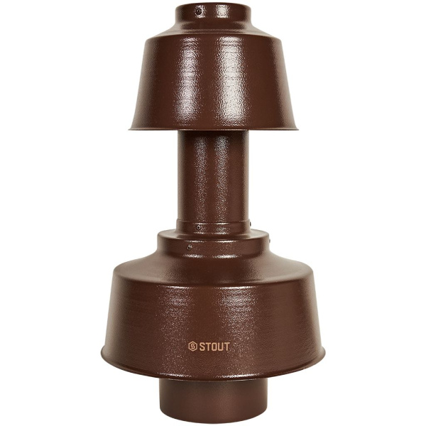 STOUT SCR-8125-800022 STOUT Оголовок вертикальный с ветрозащитой традиц. коакс. D80(п)/125(п) КОРИЧНЕВЫЙ широкий, SCR-8125-800022