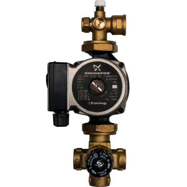 *SDG-0020-002002 STOUT Насосно-смесительный узел с термостатическим клапаном и байпасом; Grundfos UPSO 25-65 130