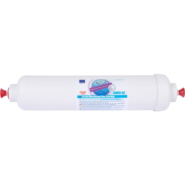 AquaFilter Линейный минерализатор для обратного осмоса (быстроразъёмное соединение John Guest, обогащение микроэлементами: кальций, магний, калий, натрий) AIMRO-QC