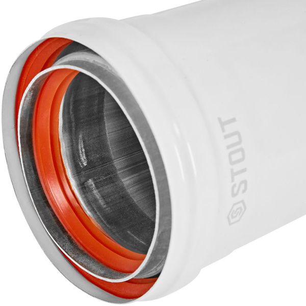 STOUT SCR-0080-812000 STOUT Удлинитель дымохода утепленный традиц. D80(п-м), L2000 (воздуховод до 105 градусов), SCR-0080-812000