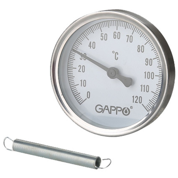 Термометр Gappo биметаллический накладной с пружиной 1"-2" x 0-120C