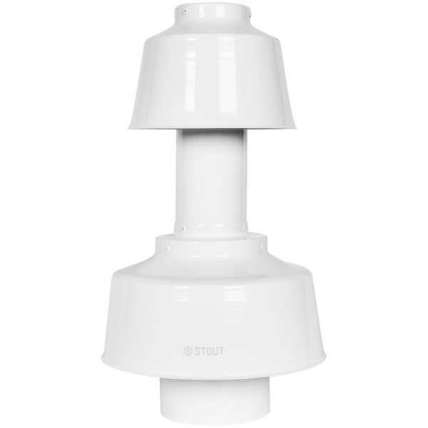 STOUT SCR-8012-800002 STOUT Оголовок вертикальный с ветрозащитой конденсац. коакс. D80(п)/125(п) БЕЛЫЙ широкий, SCR-8012-800002