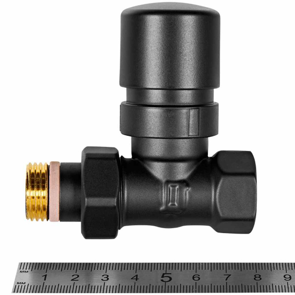 Клапан термостатический STOUT Design черный, прямой 1/2, SVTD-0001-000015B